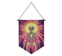 Banner da appendere con tarocchi a scheletro messicano con asta telescopica bandiere decorazioni per patio esterno per ufficio, scuola, aula, dormitorio, casa