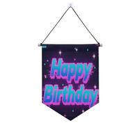 Banner da appendere con testo di buon compleanno blu e rosa con asta telescopica gagliardetti bandiere da appendere alla parete decorazioni per feste per ufficio, scuola, aula, dormitorio, casa