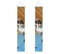 Banner da appendere per camera da letto, stampa gattino, bandiere verticali per portico per feste, per interni ed esterni, 180 x 30 cm