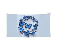 Banner decorativo con farfalle blu, per tutte le occasioni, riutilizzabile, facile da appendere
