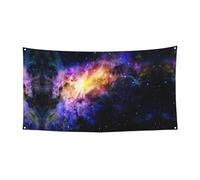 Banner decorativo con stampa galassia nell'universo, per interni ed esterni, con 4 occhielli in metallo, per creare un'atmosfera festiva