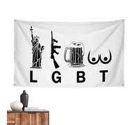 Banner decorativo della birra - Design speciale, banner rustico | Design distintivo del banner che include la statua della libertà e altri elementi simbolici forti, un pezzo molto creato