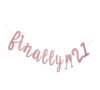 Banner Decorativo Finalmente 21 in Carta Oro per Compleanno | Decorazione da Parete Riutilizzabile, Stile Creativo Semplice, per Festa dei 21 Anni