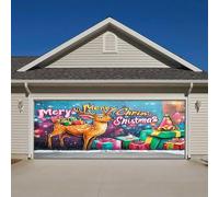 Banner decorativo natalizio. 4. Mettete questo Natale una dichiarazione festiva con il nostro striscione per garage, perfetto per festeggiare il periodo natalizio. (188,97 x 82,67 pollici) (C,A)
