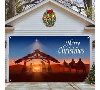 Banner decorativo natalizio, per garage, porta, decorazione da parete, per la nascita di Natale, notte, presepe pregare, scena, Ba attraverso la doccia, la famiglia, le feste, lo sfondo fotografico (C