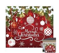 Banner decorativo per feste rosse, sfondo natalizio grande, palla di Natale, sfondo rosso con fiocco di neve per eventi | Sfondo fotografico natalizio con 1 filo, opportunità fotografiche f
