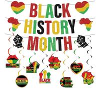 Banner decorativo per il mese della storia nera, 11 striscioni colorati per il mese della storia, per celebrare festival, divertenti vortici da appendere per eventi a tema, decorazioni per feste a