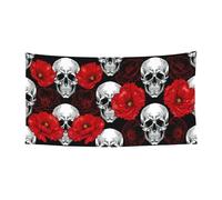 Banner decorativo per interni ed esterni con teschio di Halloween, con 4 occhielli in metallo, per creare un'atmosfera festiva