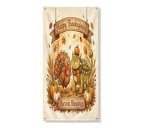 Banner decorativo per porta con anchilosauro del Ringraziamento, 91 x 182 cm, da appendere alla porta d'ingresso, per interni ed esterni, con dinosauro, portico, sfondo