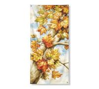 Banner decorativo per porta con foglie autunnali, vivace arancione giallo fogliame decorazione per porta d'ingresso, per interni ed esterni, festival autunnali, forniture per vacanze 91 x 182 cm