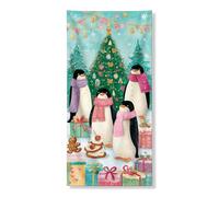 Banner decorativo per porta con pinguino, scena invernale carina con regali e alberi, decorazione natalizia per interni ed esterni, 91 x 182 cm