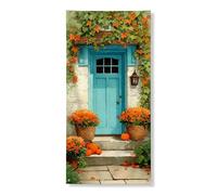 Banner decorativo per porta floreale autunnale, fiori e foglie arancioni rustici, decorazione per porta d'ingresso, per interni ed esterni, da appendere, per festival, 91 x 182 cm