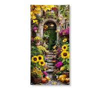Banner decorativo per porta floreale autunnale, girasoli vivaci e piante colorate, decorazione per porta d'ingresso, per interni ed esterni, sfondo da appendere per festival, 91 x 182 cm