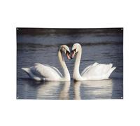 Banner Decorazione per feste di buon compleanno Banner personalizzato con occhielli in ottone Romantico cigno bianco banner sfondo per feste cortile banner segno sfondo per decorazioni interne ed