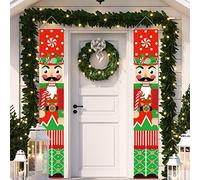 Banner della Porta dello Schiaccianoci di Natale Segni del Portico del Soldato Decori Natalizie per Porte Modello Schiaccianoci Soldato Natalizio per Cortile Parete Esterni (Caramelle)