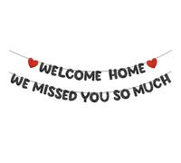 Banner di benvenuto a casa con champagne + striscione a forma di cuore, pronto da appendere, decorazioni di carta per inaugurazione della casa, ritorno a casa, benvenuto a casa e tutti gli incontri