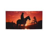 Banner di benvenuto Bandiera per feste Sfondo Fotografia Sfondo Banner Cowboy West Sign Puntelli per Foto Banner per Recinzione Compleanno Giardino Forniture Bomboniere Decorazione da Parete Bandiera