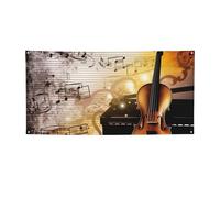 Banner di benvenuto Bandiera per feste Sfondo Fotografia Sfondo Banner Piano Violino Note Musicali Segnale Foto Puntelli Banner per Recinzione Compleanno Giardino Forniture per Feste Bomboniere