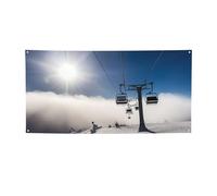 Banner di benvenuto Bandiera per feste Sfondo Fotografia Sfondo Banner Ski Lift at Sunshine Segnale Puntelli per Foto Banner per Recinzione Compleanno Giardino Forniture Bomboniere Decorazione da