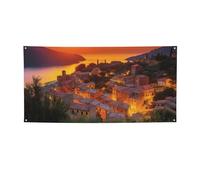 Banner di benvenuto Bandiera per feste Sfondo Fotografia Sfondo Banner Tramonto Italiano Cartello Puntelli Foto Banner per Recinzione Compleanno Giardino Forniture per Feste Bomboniere Decorazione da