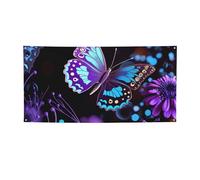 Banner di benvenuto Bandiera per feste Sfondo Fotografia Sfondo Banner Viola Farfalla e Fiori Segno Puntelli per Foto Banner per Recinzione Compleanno Giardino Forniture Bomboniere Decorazione da