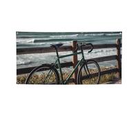 Banner di benvenuto Bicicletta appoggiata alla recinzione Bandiera del partito Fotografia Sfondo Bandiera Decorazioni Festa di compleanno Decorazione della parete Segno Puntelli Foto Bandiera Banner
