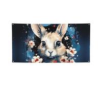 Banner di benvenuto Coniglio dagli occhi grandi Bandiera Festa Fotografia Sfondo Bandiera Decorazioni Festa di Compleanno Decorazione da Parete Segnale Puntelli Foto Bandiera Banner per Recinzione