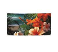 Banner di benvenuto Fiori tropicali e decorazioni Festa Bandiera Fotografia Sfondo Bandiera Decorazioni Festa di Compleanno Decorazione da parete Segno Puntelli Foto Bandiera Banner per Recinzione