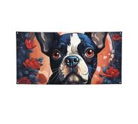 Banner di benvenuto Grande Eyed Dog Party Flag Fotografia Sfondo Bandiera Decorazioni Festa di Compleanno Decorazione della parete Segno Puntelli Foto Bandiera Banner per Recinzione Giardino Indoor