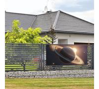 Banner di buon compleanno cartello decorazione per feste sfondo benvenuto bandiera da appendere anello di Saturno pianeta banner grandi banner per recinzione esterna giardino vacanze sfondo