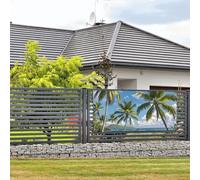 Banner di buon compleanno cartello decorazione per feste sfondo benvenuto bandiera da appendere palme verdi oceano banner grandi per recinzione esterna giardino vacanze sfondo decorazioni di buon