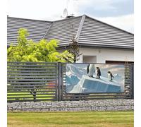 Banner di buon compleanno cartello decorazione per feste sfondo benvenuto bandiera da appendere pinguini sull'iceberg Banner grandi banner per recinzione esterna giardino vacanze sfondo decorazioni di