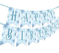 Banner di buon compleanno con fiocchi di neve per tema Frozen, Winter Wonderland 1 ° 2 ° 3 ° 3 ° Compleanno Decorazioni e forniture