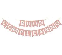 Banner di buon compleanno pre-infilato - NESSUN fai da te - con lettere lucide Banner di buon compleanno glitterato per decorazioni e forniture per feste di compleanno in oro rosa