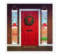 Banner di buon Natale Distico di decorazioni natalizie, omini di pan di zenzero di Natale che appendono bandiere sul portico, decorazioni for porte del garage che appendono bandiere Decorazioni per il