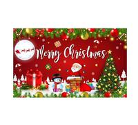 Banner di buon Natale, segno di portico di buon Natale | striscione fotografico di Babbo Natale da 70,87x43,31 pollici, sfondo rosso natalizio,Pupazzo di neve invernale Decorazione