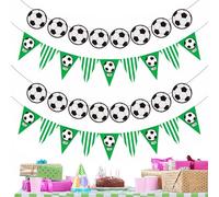 Banner di calcio 4 pezzi, decorazioni per feste a tema calcio, set con striscioni e ghirlande triangolari, lunghezza 3 metri, ideale per compleanni, Europei, Mondiali
