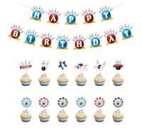 Banner di compleanno a tema Bowling, buon compleanno Bowling Cupcake top cover, decorazione per feste di compleanno sport al coperto