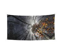 Banner di compleanno con cielo attraverso l'albero, banner per sfondo festivo (90 cm x 180 cm), adatto per atmosfera decorativa per cortile, squisito panno da parete per sfondo tenda.