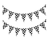 Banner di compleanno da corsa, striscione da corsa 30 metri 48 piccole bandiere a scacchi bianche nere bandiera per auto per decorazione di compleanno, bandiere a scacchi