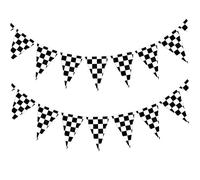 Banner di compleanno da corsa, striscione da corsa 30 metri 48 piccole bandiere a scacchi bianche nere bandiera per auto per decorazione di compleanno