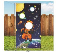 Banner di gioco di lancio a tema astronauta per attività pasquali Giorno del