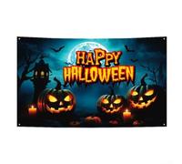 Banner di Halloween per pareti e fondali per feste con simboli tradizionali, tessuto in poliestere con occhielli in metallo per appendere saldamente in ambienti interni o esterni (WSBJ-S016)