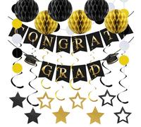 Banner Di Laurea | Kit Di Decorazione Studente 2026 | Stelle E Palle Di Carta Per Celebrazione Di Laurea | Per Università Scuola Porta Parete Casa Decorazione