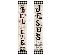 Banner di Natività - 2 Pezzi Banner Esterna Scena di Natività | Pannello Leggero Tessuto per Interni Esterni Portale Ingresso Casa Garages