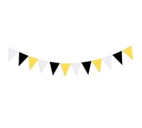 Banner di panino a bandiera triangolare, 2, 8 m di stendardi giallo bianco nero, ghirlanda in tessuto per il compleanno del matrimonio