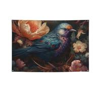 Banner di pittura di fiori e uccelli banner grandi personalizzati per insegne per feste all'aperto Lndoor con quattro fori rotondi in metallo banner segno per la decorazione di feste aziendali