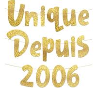 Banner dorato con glitter "Unico dal 2006" - Banner per festa di compleanno 19 anni - Decorazioni e forniture per feste di compleanno