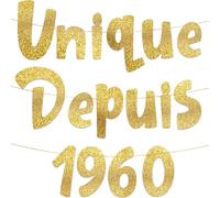 Banner dorato glitterato "unico dal 1960" - Banner per feste di compleanno 65 anni - Decorazioni e forniture per feste di compleanno