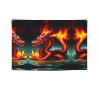 Banner Dragon King in Fire Party 119,4 x 180,3 cm, adatto per Halloween, Natale, feste, riunioni e altri banner per le vacanze